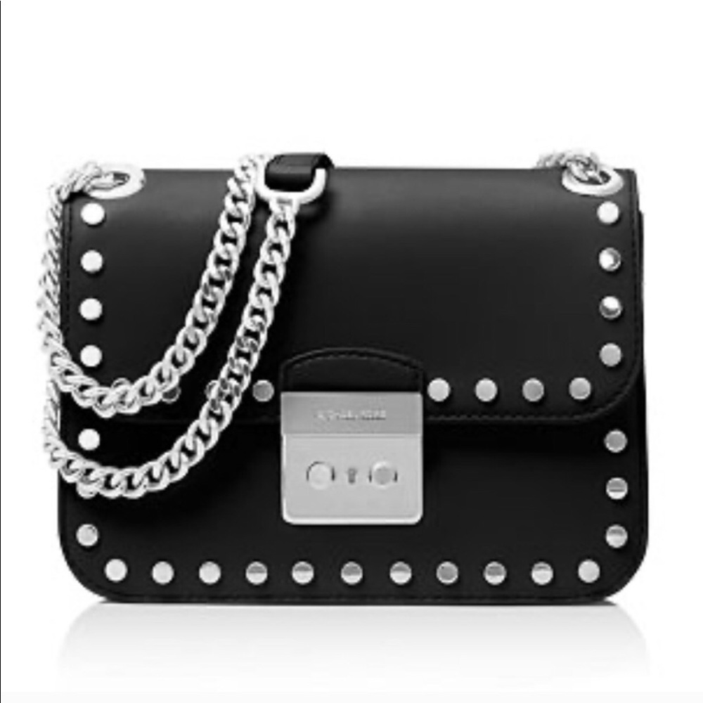 Michael Kors Black Leather Studded Crossbody bag